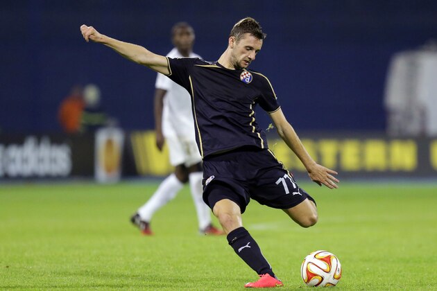 ZAGREB,CROATIA - SEPTEMBER 18:  Marcelo Brozovic of Dinamo Zagreb in action during the UEFA Europe League match between GNK Dinamo Zagreb and FC Astra Giurgiu at the Maksimir Stadium on September 18, 2014 in Zagreb,Croatia. (Photo by Damir Sencar/EuroFootball/Getty Images)