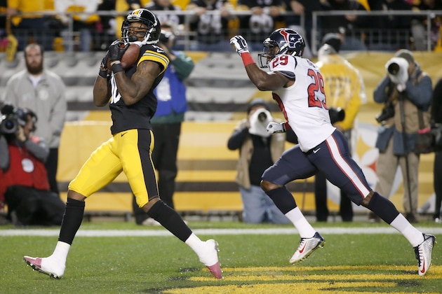 Pittsburgh Steelers wide receiver Martavis Bryant (10) makes a touchdown catch after getting by Houston Texans defensive back Andre Hal (29) in the second quarterof the NFL football game, Monday, Oct. 20, 2014 in Pittsburgh. (AP Photo/Gene J. Puskar) Pittsburgh Steelers wide receiver Martavis Bryant (10) makes a touchdown catch after getting by Houston Texans defensive back Andre Hal (29) in the second quarterof the NFL football game, Monday, Oct. 20, 2014 in Pittsburgh. (AP Photo/Gene J. Puskar)