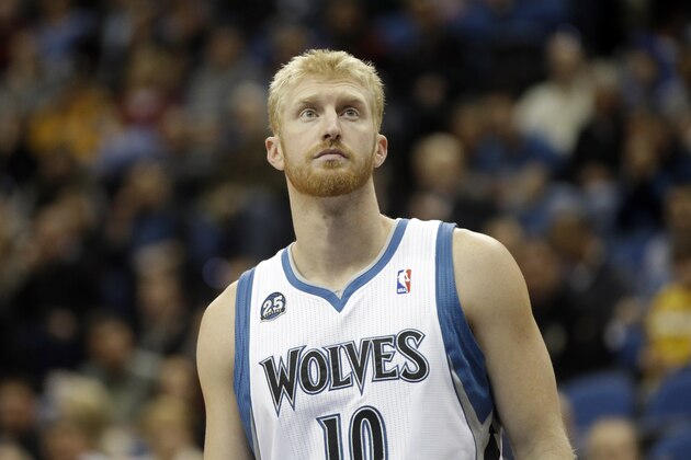 Minnesota Timberwolves' Chase Budinger plays in the first quarter of an NBA basketball game against the Detroit Pistons, Friday, March 7, 2014, in Minneapolis. (AP Photo/Jim Mone)