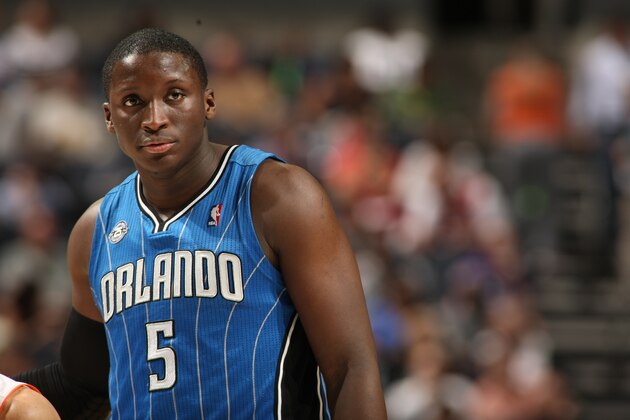 CHARLOTTE, NC - APRIL 4: Victor Oladipo #5 of the Orlando Magic looks on against the Charlotte Bobcats during the game at the Time Warner Cable Arena on April 4, 2014 in Charlotte, North Carolina. NOTE TO USER: User expressly acknowledges and agrees that, by downloading and or using this photograph, User is consenting to the terms and conditions of the Getty Images License Agreement.  Mandatory Copyright Notice:  Copyright 2014 NBAE (Photo by Kent Smith/NBAE via Getty Images)