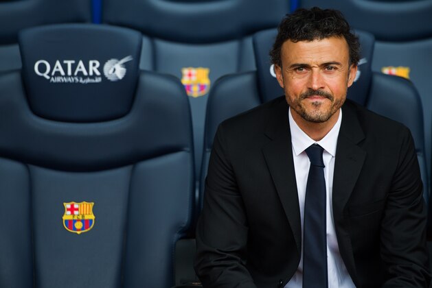 BARCELONA, SPAIN - MAY 21: Luis Enrique Martinez poses for the media during his official presentation as the new coach of FC Barcelona at Camp Nou on May 21, 2014 in Barcelona, Spain. (Photo by Alex Caparros/Getty Images)
