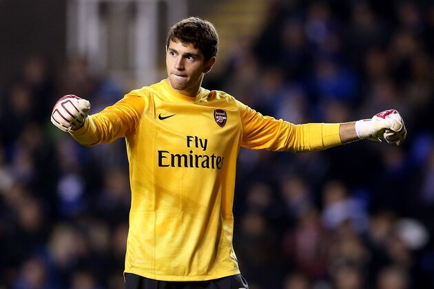 READING, ENGLAND - OCTOBER 30:  Damian Martinez of Arsenal during the Capital One Cup Fourth Round match between Reading and Arsenal at Madejski Stadium on October 30, 2012 in Reading, England.  (Photo by Scott Heavey/Getty Images)