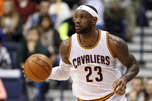 Oct 15, 2014; Cincinnati, OH, USA; Cleveland Cavaliers forward LeBron James (23) brings the ball down court  against the Indiana Pacers during the first half at the Cintas Center. Mandatory Credit: Frank Victores-USA TODAY Sports