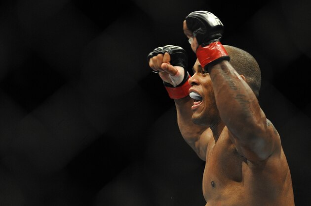GOLD COAST, AUSTRALIA - DECEMBER 15:  Hector Lombard reacts during the Middleweight bout between Hector Lombard and  Rousimar Palhares at Gold Coast Convention and Exhibition Centre on December 15, 2012 on the Gold Coast, Australia.  (Photo by Matt Roberts/Getty Images)