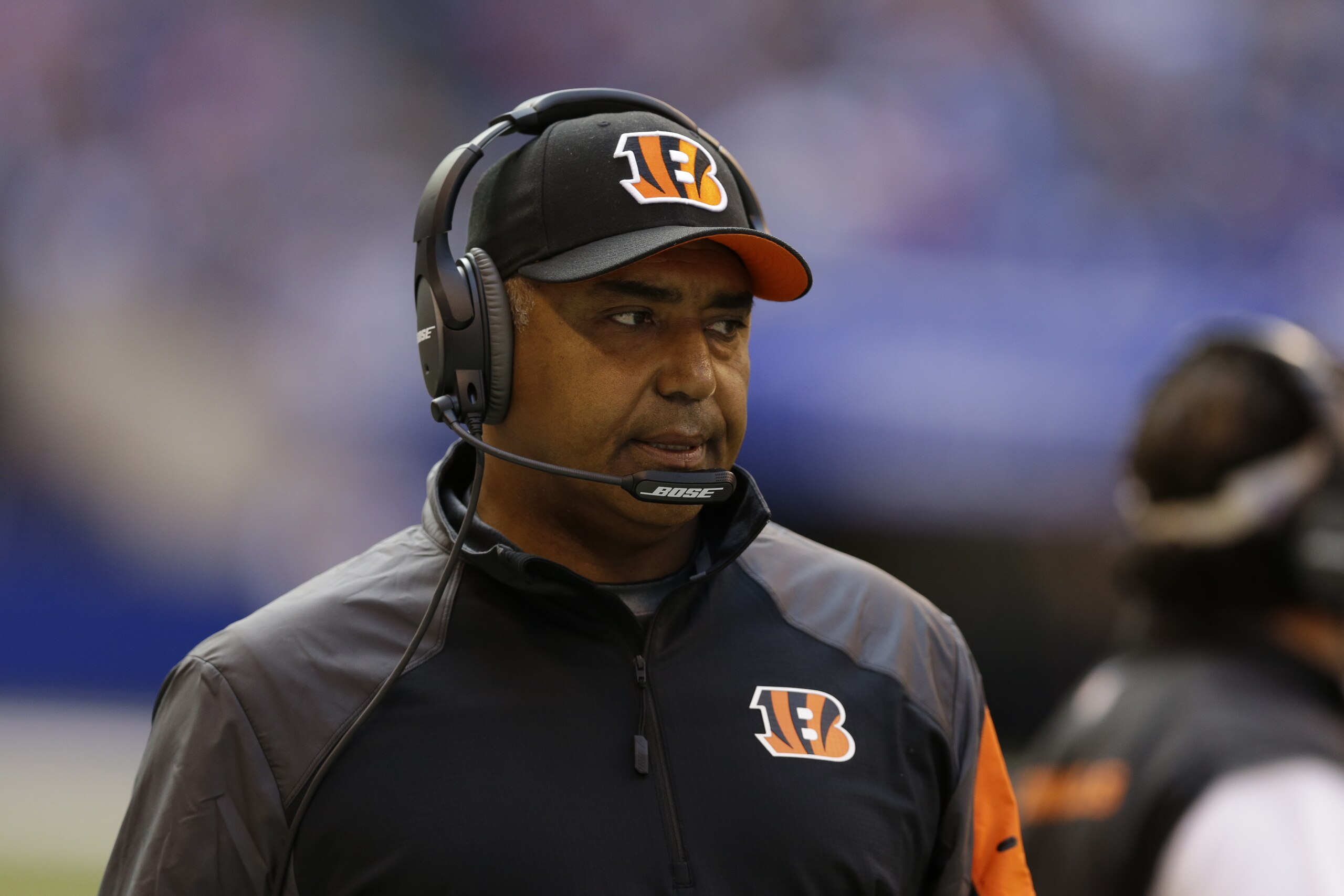 Cincinnati Bengals head coach Marvin Lewis watches during the second half of an NFL football game against the Indianapolis Colts Sunday, Oct. 19, 2014, in Indianapolis. (AP Photo/Michael Conroy)