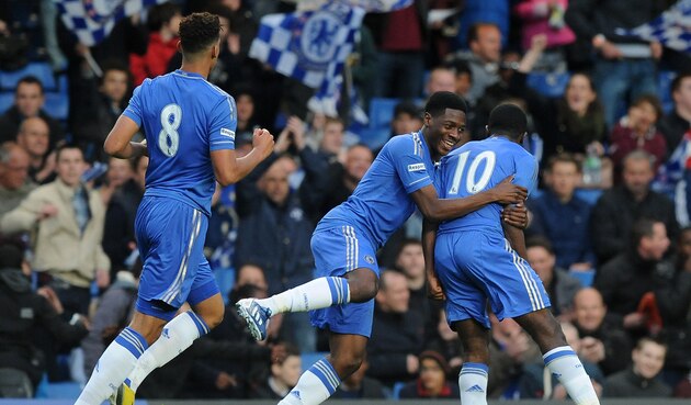 LONDON, ENGLAND - MAY 13: Jeremie Boga of Chelsea celebrates after he scores the first goal of the game during the FA Youth Cup Final Second Leg match between Chelsea and Norwich City at Stamford Bridge on May 13, 2013 in London, England, (Photo by Charlie Crowhurst/Getty Images)