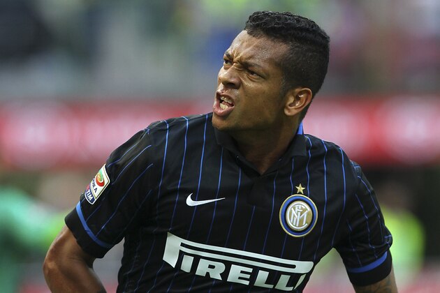 MILAN, ITALY - SEPTEMBER 14:  Vasquez Fredy Alejandro Guarin of FC Internazionale Milano celebrates his goal during the Serie A match between FC Internazionale Milano and US Sassuolo Calcio at Stadio Giuseppe Meazza on September 14, 2014 in Milan, Italy.  (Photo by Marco Luzzani/Getty Images)