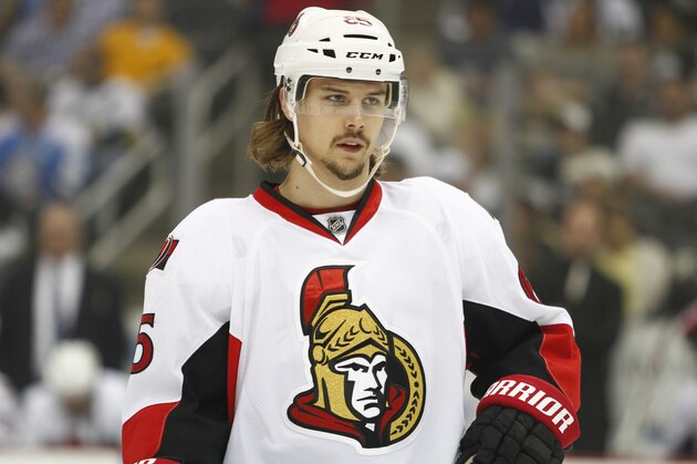 PITTSBURGH, PA - APRIL 13:  Erik Karlsson #65 of the Ottawa Senators skates against the Pittsburgh Penguins during the game at Consol Energy Center on April 13, 2014 in Pittsburgh, Pennsylvania.  (Photo by Justin K. Aller/Getty Images)