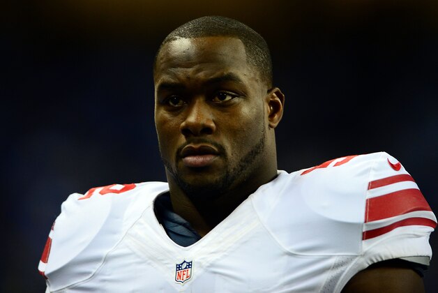 Dec 22, 2013; Detroit, MI, USA; New York Giants middle linebacker Jon Beason (52) against the Detroit Lions at Ford Field. Mandatory Credit: Andrew Weber-USA TODAY Sports