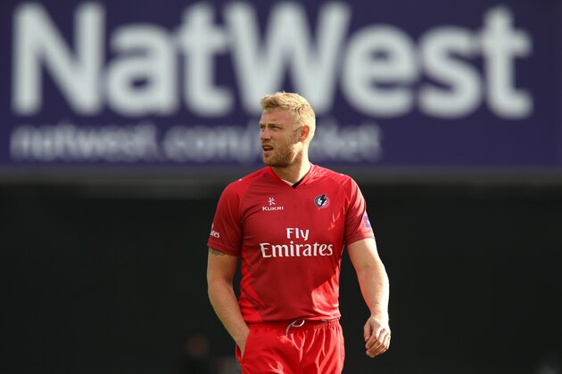 BIRMINGHAM, ENGLAND - AUGUST 23: Andrew Flintoff of Lancashire Lightning looks on before the Natwest T20 Blast Final match between Birmingham Bears and Lancashire Lightning at Edgbaston on August 23, 2014 in Birmingham, England. (Photo by Jan Kruger/Getty Images)