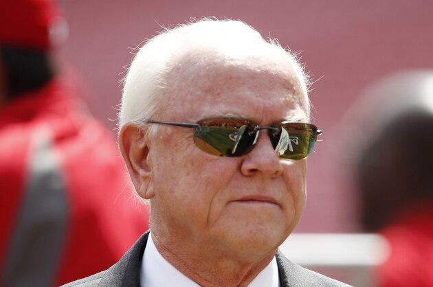 Mar 31, 2014; Cincinnati, OH, USA; Cincinnati Reds general manager Walt Jocketty during batting practice against the St. Louis Cardinals at Great American Ball Park. Mandatory Credit: Frank Victores-USA TODAY Sports