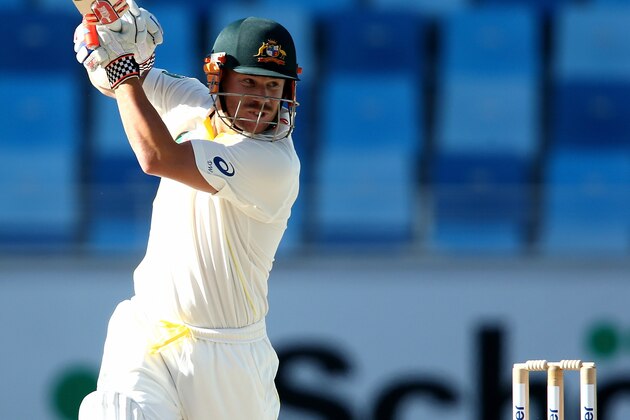 DUBAI, UNITED ARAB EMIRATES - OCTOBER 23:  David Warner of Australia in action during Day Two of the First Test between Pakistan and Australia at Dubai International Stadium at Dubai International Stadium on October 23, 2014 in Dubai, United Arab Emirates.  (Photo by Warren Little/Getty Images)