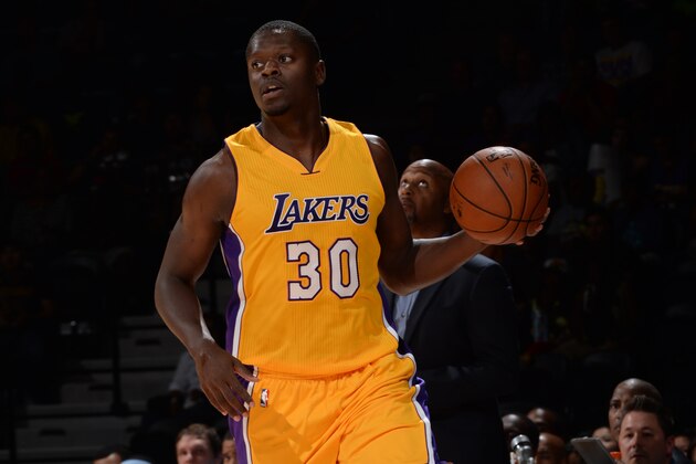SAN DIEGO, CA- OCTOBER 6: Julius Randle #30 of the Los Angeles Lakers dribbles down court against the Denver Nuggets as the Los Angeles Lakers take on the Denver Nuggets at the Valley View Sports Arena in San Diego, California on October 6, 2014 . NOTE TO USER: User expressly acknowledges and agrees that, by downloading and/or using this Photograph, user is consenting to the terms and conditions of the Getty Images License Agreement. Mandatory Copyright Notice: Copyright 2014 NBAE (Photo by Noah Graham /NBAE via Getty Images) SAN DIEGO, CA- OCTOBER 6: Julius Randle #30 of the Los Angeles Lakers dribbles down court against the Denver Nuggets as the Los Angeles Lakers take on the Denver Nuggets at the Valley View Sports Arena in San Diego, California on October 6, 2014 . NOTE TO USER: User expressly acknowledges and agrees that, by downloading and/or using this Photograph, user is consenting to the terms and conditions of the Getty Images License Agreement. Mandatory Copyright Notice: Copyright 2014 NBAE (Photo by Noah Graham /NBAE via Getty Images)