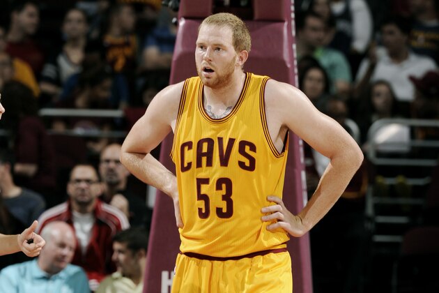 CLEVELAND, OH - OCTOBER 14: Alex Kirk #53 of the Cleveland Cavaliers stands on the court during a game against the Milwaukee Bucks at The Quicken Loans Arena on October 14, 2014 in Cleveland, Ohio. NOTE TO USER: User expressly acknowledges and agrees that, by downloading and/or using this Photograph, user is consenting to the terms and conditions of the Getty Images License Agreement. Mandatory Copyright Notice: Copyright 2014 NBAE (Photo by David Liam Kyle/NBAE via Getty Images)