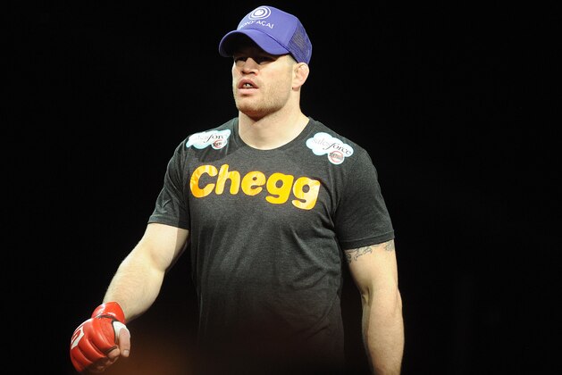 Jan 12, 2013; Oklahoma City, OK, USA; Nate Marquardt (black shorts) enters the ring before his fight with Tarec Saffiedine (not shown) in their Strikeforce MMA Welterweight Title bout at the Chesapeake Energy Arena.  Mandatory Credit: Mark D. Smith-USA TODAY Sports