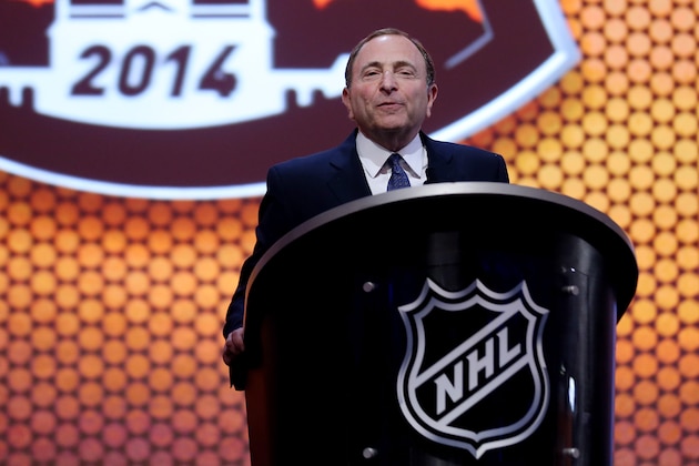 PHILADELPHIA, PA - JUNE 27:  NHL Commissioner Gary Bettman speaks during the first round of the 2014 NHL Draft at the Wells Fargo Center on June 27, 2014 in Philadelphia, Pennsylvania.  (Photo by Bruce Bennett/Getty Images)
