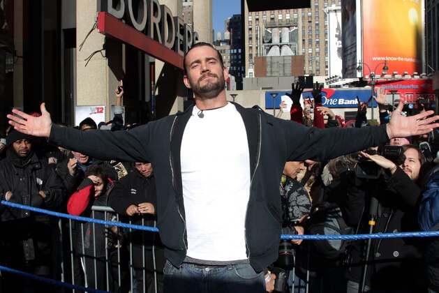 WWE Superstar CM Punk poses at Madison Square Garden, Friday, Nov. 18, 2011, in New York, during a rally leading up to the 25th Anniversary of Survivor Series, taking place Sunday at Madison Square Garden.  The event will feature actor and wrestling favorite Dwayne