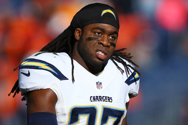 DENVER, CO - JANUARY 12:  Jahleel Addae #37 of the San Diego Chargers prepares for their AFC Divisional Playoff Game against the Denver Broncos at Sports Authority Field at Mile High on January 12, 2014 in Denver, Colorado.  (Photo by Doug Pensinger/Getty Images)