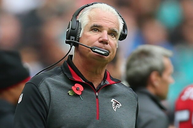 LONDON, ENGLAND - OCTOBER 26: Head Coach Mike Smith of Atlanta Falcons looks on during the NFL match between Detroit Lions and  Atlanta Falcons at Wembley Stadium on October 26, 2014 in London, England.  (Photo by Jordan Mansfield/Getty Images)