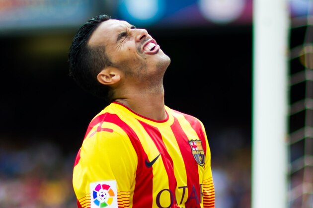BARCELONA, SPAIN - SEPTEMBER 13: Pedro Rodriguez of FC Barcelona reacts during the La Liga match between FC Barcelona and Athletic Club at Camp Nou on September 13, 2014 in Barcelona, Spain. (Photo by Alex Caparros/Getty Images)
