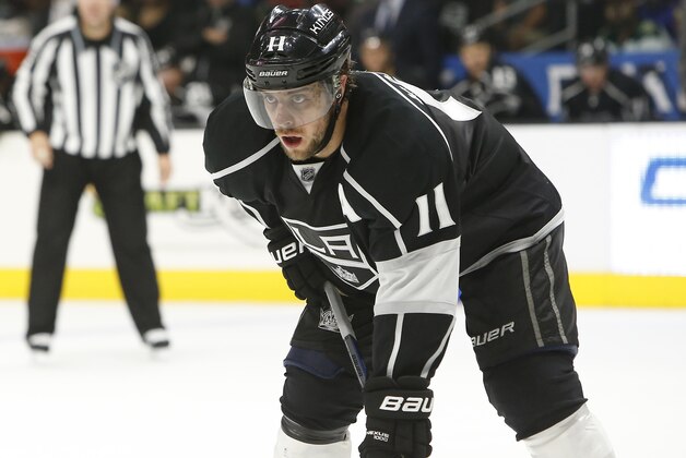 Los Angeles Kings center Anze Kopitar in an NHL hockey game against the Minnesota Wild in Los Angeles on Sunday, Oct. 19, 2014. (AP Photo/Christine Cotter)