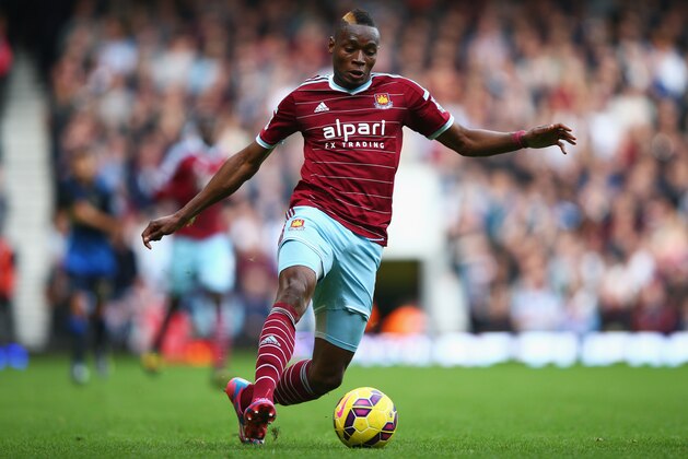 LONDON, ENGLAND - OCTOBER 25: Diafra Sakho of West Ham United in action during the Barclays Premier League match between West Ham United and Manchester City at Boleyn Ground on October 25, 2014 in London, England.  (Photo by Ian Walton/Getty Images)
