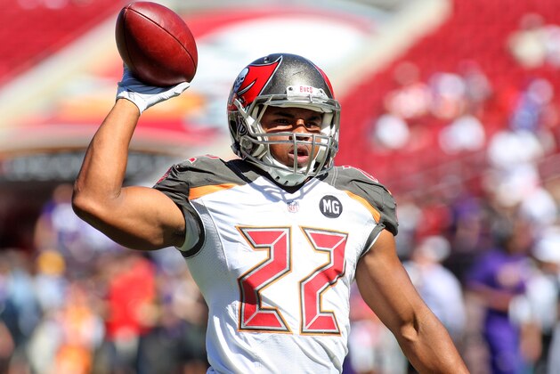 Tampa Bay Buccaneers running back Doug Martin (22) attends warmups before an NFL football game against the Minnesota Vikings, Sunday, Oct. 26, 2014, in Tampa, Fla. (AP Photo/Reinhold Matay)
