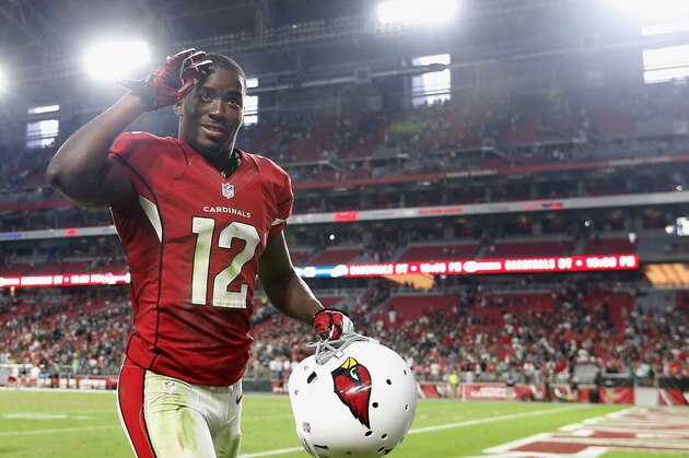 GLENDALE, AZ - OCTOBER 26: Wide receiver John Brown #12 of the Arizona Cardinals waves to fans after a 24-20 win over the Philadelphia Eagles at the University of Phoenix Stadium on October 26, 2014 in Glendale, Arizona. (Photo by Christian Petersen/Getty Images) GLENDALE, AZ - OCTOBER 26: Wide receiver John Brown #12 of the Arizona Cardinals waves to fans after a 24-20 win over the Philadelphia Eagles at the University of Phoenix Stadium on October 26, 2014 in Glendale, Arizona. (Photo by Christian Petersen/Getty Images)