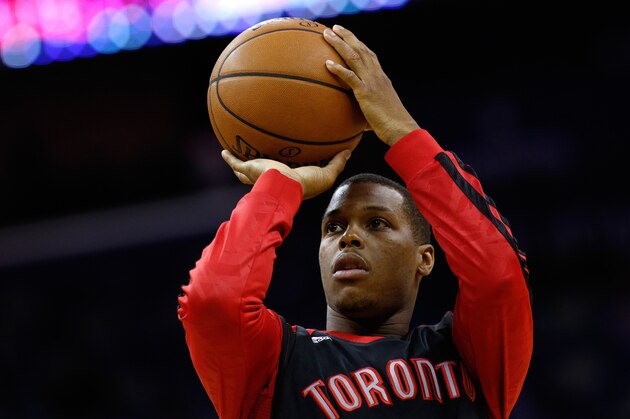 Toronto Raptors guard Kyle Lowry (7) shoots the ball before an NBA basketball game against the New Orleans Pelicans   in New Orleans, Wednesday, March 19, 2014. The Raptors won 107-100. (AP Photo/Jonathan Bachman)
