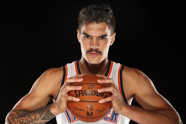 OKLAHOMA CITY, OK - SEPTEMBER 29:  Oklahoma City Thunder Steven Adams #12 poses for a portrait during 2014 NBA Media Day on September 29, 2014 at the Thunder Events Center in Edmond, Oklahoma. NOTE TO USER: User expressly acknowledges and agrees that, by downloading and or using this Photograph, user is consenting to the terms and conditions of the Getty Images License Agreement. Mandatory Copyright Notice: Copyright 2014 NBAE (Photo by Layne Murdoch/NBAE via Getty Images)