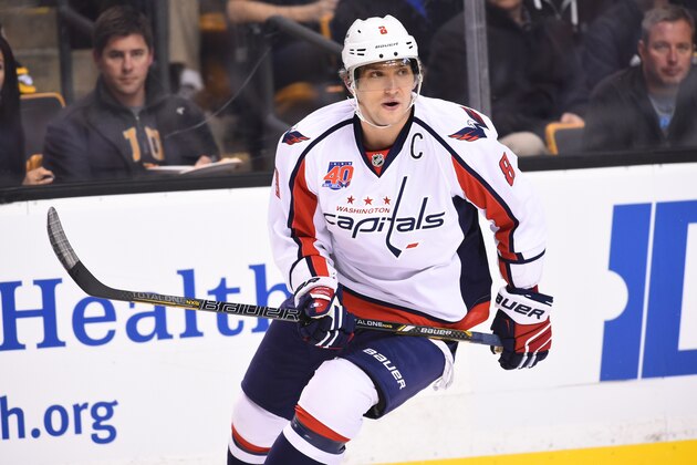 BOSTON, MA - OCTOBER 11 : Alex Ovechkin #8 of the Washington Capitals skates against the Boston Bruins at the TD Garden on October 11, 2014 in Boston, Massachusetts.  (Photo by Brian Babineau/NHLI via Getty Images)