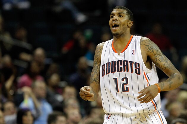 CHARLOTTE, NC - JANUARY 28:  Tyrus Thomas #12 of the Charlotte Bobcats during their game at Time Warner Cable Arena on January 28, 2012 in Charlotte, North Carolina. NOTE TO USER: User expressly acknowledges and agrees that, by downloading and or using this photograph, User is consenting to the terms and conditions of the Getty Images License Agreement.  (Photo by Streeter Lecka/Getty Images)