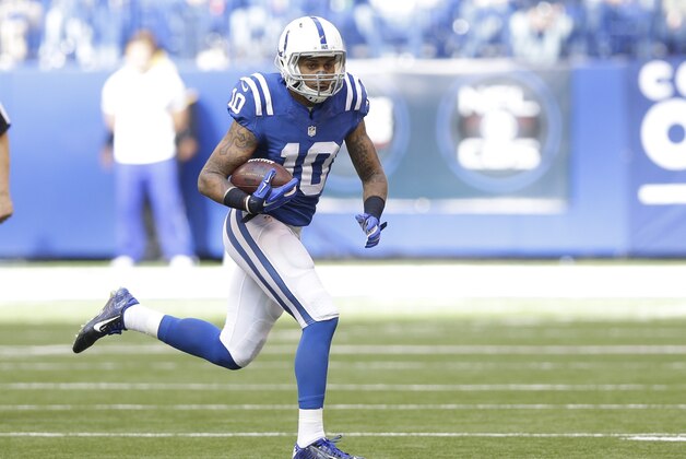 Indianapolis Colts wide receiver Donte Moncrief (10) runs during the second half of an NFL football game against the Cincinnati Bengals Sunday, Oct. 19, 2014, in Indianapolis. (AP Photo/Michael Conroy) Indianapolis Colts wide receiver Donte Moncrief (10) runs during the second half of an NFL football game against the Cincinnati Bengals Sunday, Oct. 19, 2014, in Indianapolis. (AP Photo/Michael Conroy)