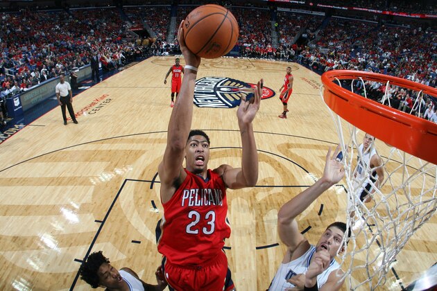 NEW ORLEANS, LA - OCTOBER 28: Anthony Davis #23 of the New Orleans Pelicans shoots against the Orlando Magic on October 28, 2014 at Smoothie King Center in New Orleans, LA. NOTE TO USER: User expressly acknowledges and agrees that, by downloading and or using this photograph, User is consenting to the terms and conditions of the Getty Images License Agreement. Mandatory Copyright Notice: Copyright 2014 NBAE (Photo by Layne Murdoch/NBAE via Getty Images)