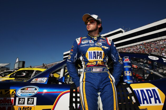 DOVER, DE - SEPTEMBER 27:  Chase Elliott, driver of the #9 NAPA Auto Parts Chevrolet, stands on pit road before the NASCAR Nationwide Series Dover 200 at Dover International Speedway on September 27, 2014 in Dover, Delaware.  (Photo by Nick Laham/Getty Images)