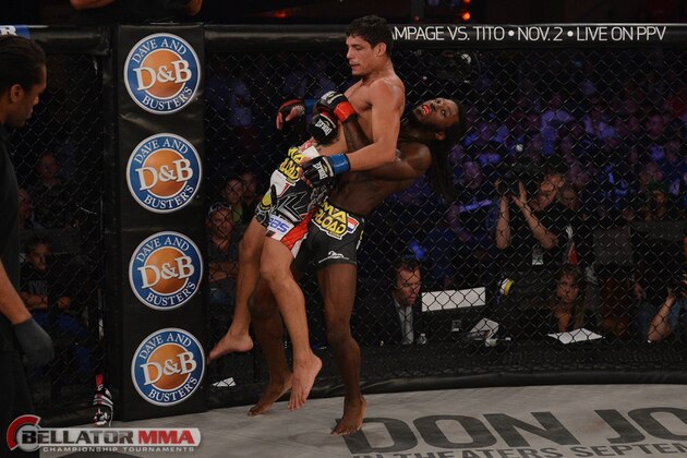 Desmond Green elevates his opponent for a slam.
