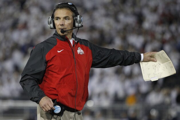 STATE COLLEGE, PA - OCTOBER 25:  Urban Meyer head coach of the Ohio State Buckeyes coaches during the game against the Penn State Nittany Lions on October 25, 2014 at Beaver Stadium in State College, Pennsylvania.  (Photo by Justin K. Aller/Getty Images)