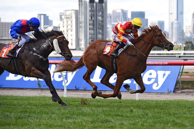 MELBOURNE, AUSTRALIA - MARCH 08: Stephen Baster riding Clifton Red defeats Vlad Duric riding Ygritte in Race 1 TBV Thoroughbred Breeders Stakes during Australian Cup Day at Flemington Racecourse on March 8, 2014 in Melbourne, Australia. (Photo by Vince Caligiuri/Getty Images) MELBOURNE, AUSTRALIA - MARCH 08: Stephen Baster riding Clifton Red defeats Vlad Duric riding Ygritte in Race 1 TBV Thoroughbred Breeders Stakes during Australian Cup Day at Flemington Racecourse on March 8, 2014 in Melbourne, Australia. (Photo by Vince Caligiuri/Getty Images)