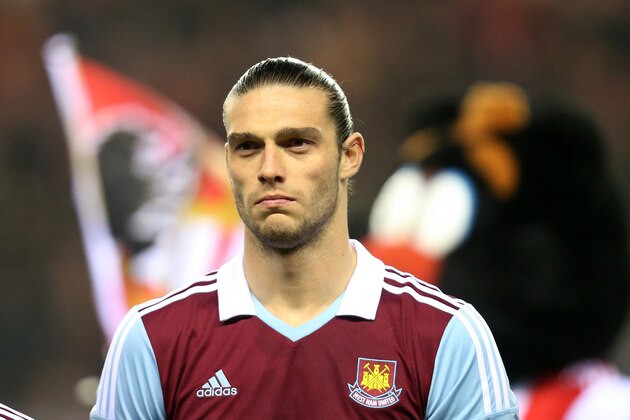 West Ham United's Andy Carroll during their English Premier League soccer match against Sunderland at the Stadium of Light, Sunderland, England, Monday, March 31, 2014. (AP Photo/Scott Heppell)