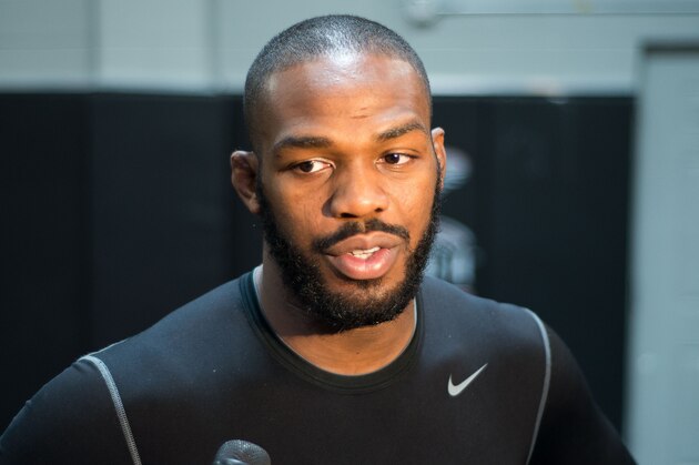 ALBUQUERQUE, NM - APRIL 08:  UFC light heavyweight champion Jon Jones  is interviewed during a Jon Jones / UFC  media event at Jackson’s Mixed Martial Arts & Fitness Academy on APRIL 8, 2013 in Albuquerque, New Mexico.  (Photo by Steve Snowden/Getty Images)