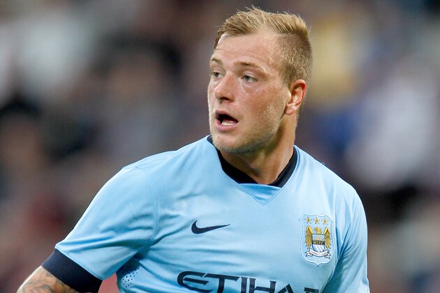 EDINBURGH, SCOTLAND - JULY 18: John Guidetti of Manchester City in action during the pre-season friendly at Tynecastle Stadium on July 18, 2014 in Edinburgh, Scotland. (Photo by Richard Sellers/Getty Images)
