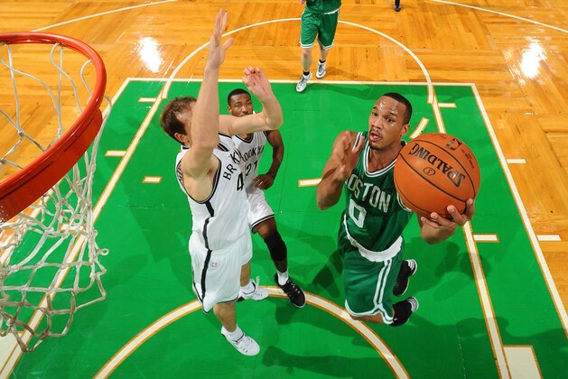 BOSTON, MA - OCTOBER 29: Avery Bradley #0 of the Boston Celtics shoots against the Brooklyn Nets on October 29, 2014 at the TD Garden in Boston, Massachusetts.  NOTE TO USER: User expressly acknowledges and agrees that, by downloading and or using this photograph, User is consenting to the terms and conditions of the Getty Images License Agreement. Mandatory Copyright Notice: Copyright 2014 NBAE  (Photo by Brian Babineau/NBAE via Getty Images)