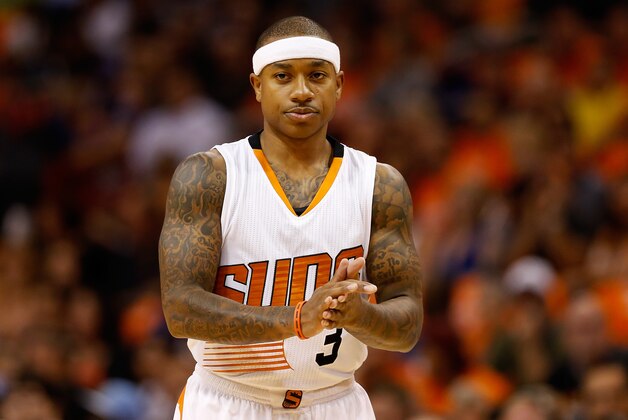 PHOENIX, AZ - OCTOBER 29:  Isaiah Thomas #3 of the Phoenix Suns checks into the first half of the NBA game against the Los Angeles Lakers at US Airways Center on October 29, 2014 in Phoenix, Arizona.  NOTE TO USER: User expressly acknowledges and agrees that, by downloading and or using this photograph, User is consenting to the terms and conditions of the Getty Images License Agreement.  (Photo by Christian Petersen/Getty Images)