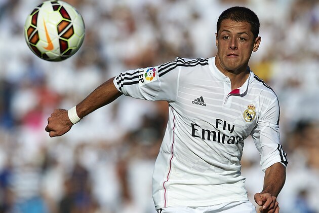 VALENCIA, SPAIN - OCTOBER 18:  Javier 'Chicharito' Hernandez of Real Madrid in action during the La Liga match between Levante UD and Real Madrid at Ciutat de Valencia on October 18, 2014 in Valencia, Spain.  (Photo by Manuel Queimadelos Alonso/Getty Images)