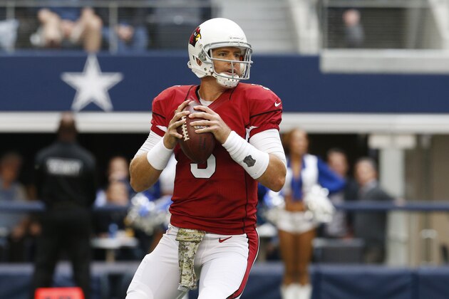 Arizona Cardinals quarterback Carson Palmer (3) passes during the first half of an NFL football game against the Dallas Cowboys Sunday, Nov. 2, 2014, in Arlington, Texas. (AP Photo/Sue Ogrocki)