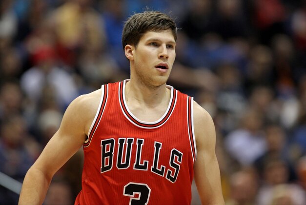 Nov 1, 2014; Minneapolis, MN, USA; Chicago Bulls forward Doug McDermott (3) looks on during the second quarter against the Minnesota Timberwolves at Target Center. The Bulls defeated the Timberwolves 106-105. Mandatory Credit: Brace Hemmelgarn-USA TODAY Sports