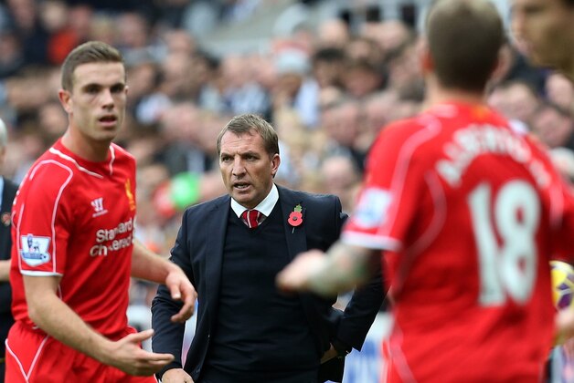 Liverpool manager Brendan Rodgers during their English Premier League soccer match against Newcastle United at St James' Park, Newcastle, England, Saturday, Nov. 1, 2014. (AP Photo/Scott Heppell)
