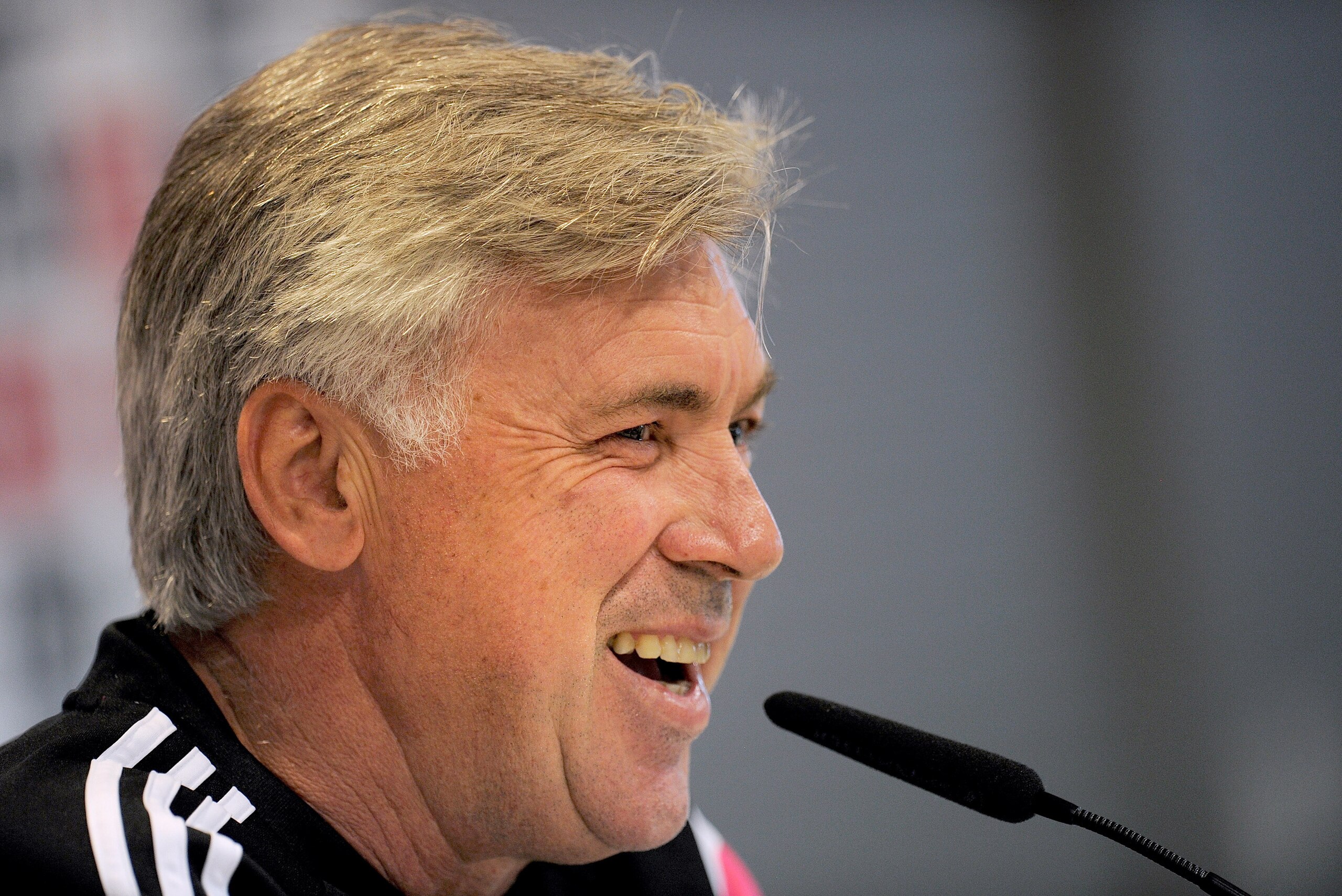 MADRID, SPAIN - OCTOBER 24:  Head coach Carlo Ancelotti of Real Madrid smiles during his press conference after a team training session the day before the La Liga match against FC Barcelona at Ciudad Deportivo Real Madrid on October 24, 2014 in Madrid, Spain.  (Photo by Denis Doyle/Getty Images)