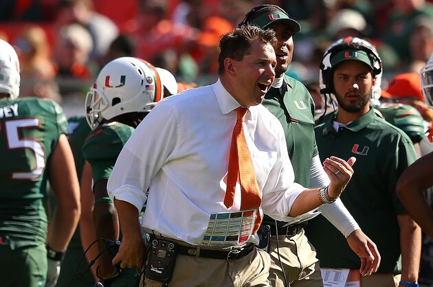 MIAMI GARDENS, FL - NOVEMBER 01:  Head coach Al Golden of the Miami Hurricanes  looks on during a game against the North Carolina Tar Heels at Sun Life Stadium on November 1, 2014 in Miami Gardens, Florida.  (Photo by Mike Ehrmann/Getty Images)