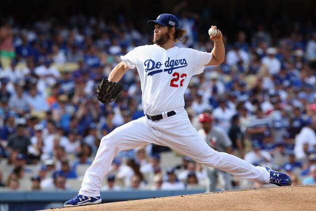 LOS ANGELES, CA - OCTOBER 03:  Starting pitcher Clayton Kershaw #22 of the Los Angeles Dodgers throws in the first inning of Game One of the National League Division Series against the St. Louis Cardinals at Dodger Stadium on October 3, 2014 in Los Angeles, California.  (Photo by Stephen Dunn/Getty Images)